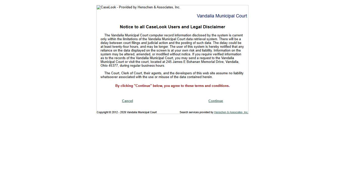 Vandalia Municipal Court - Record Search