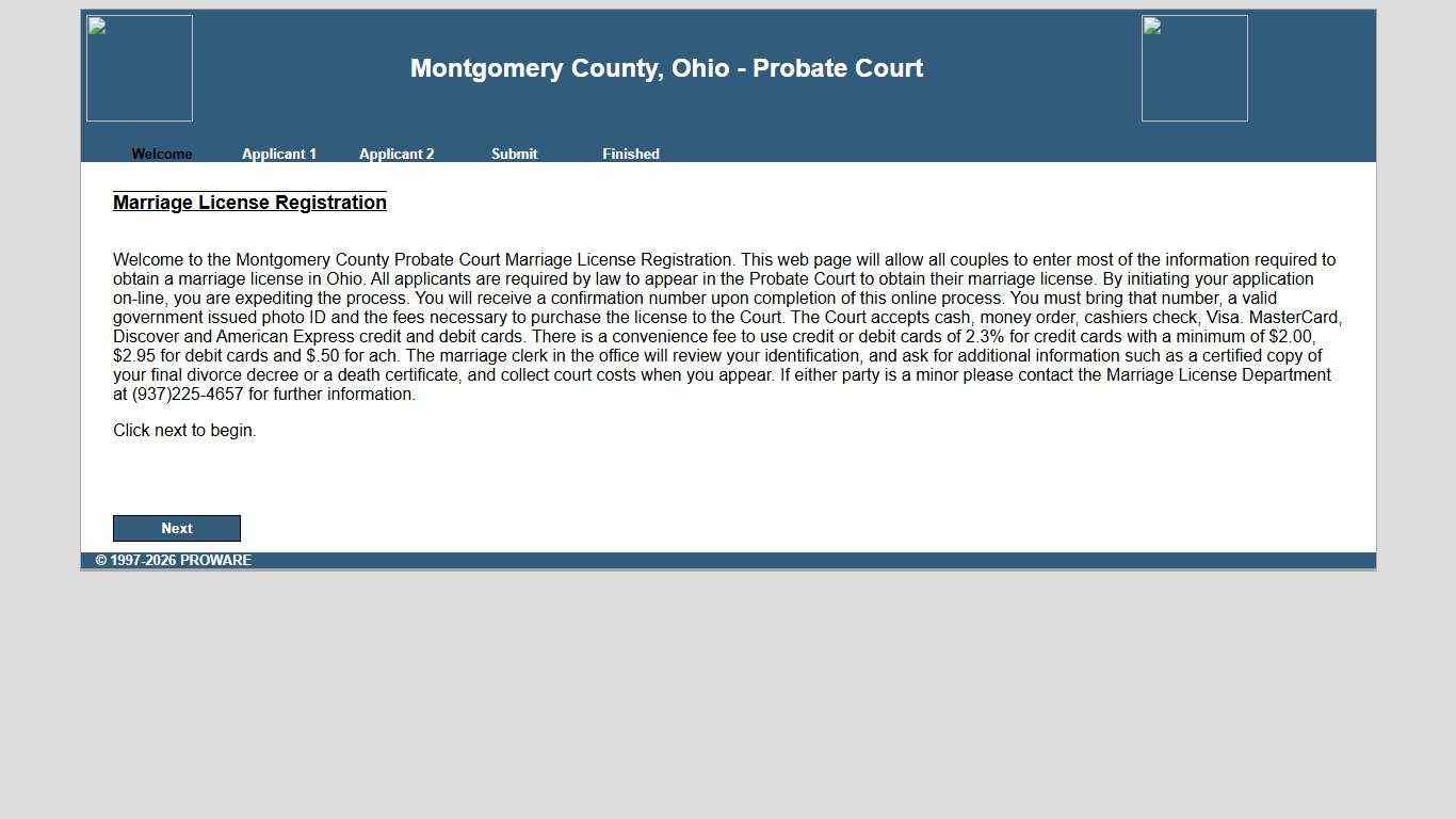 Montgomery County, Ohio - Marriage License Registration
